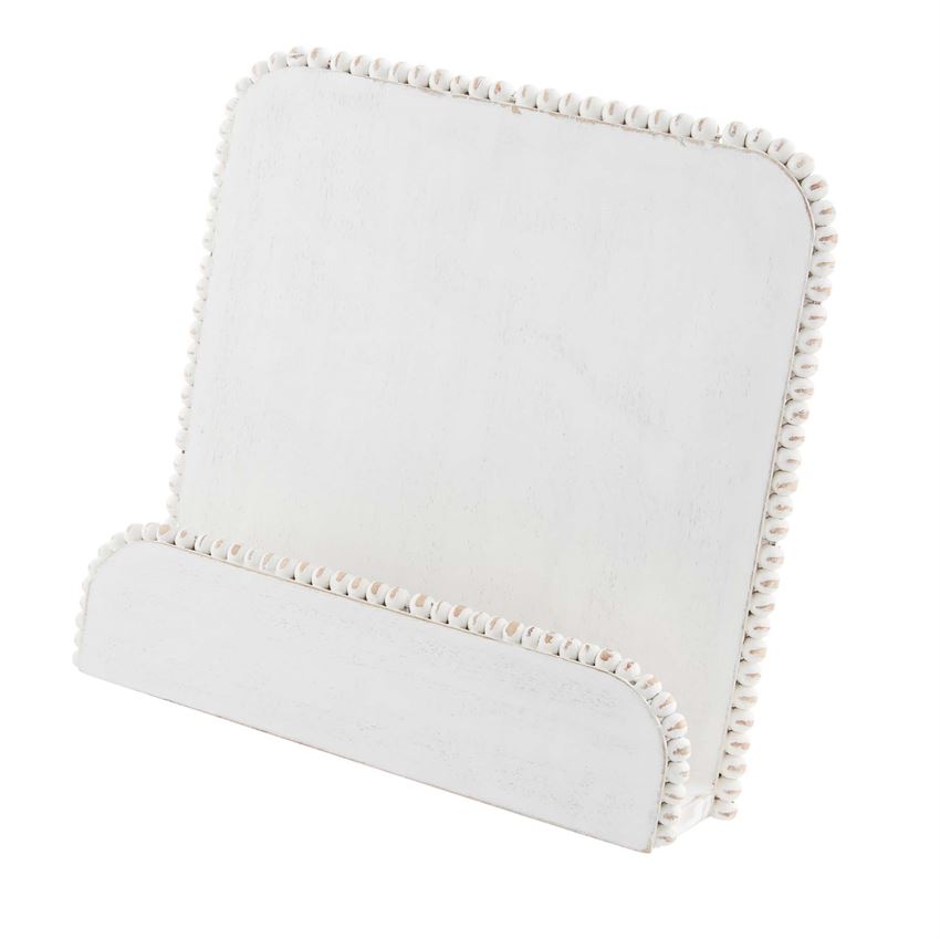 Whitewashed Beaded Cookbook Stand