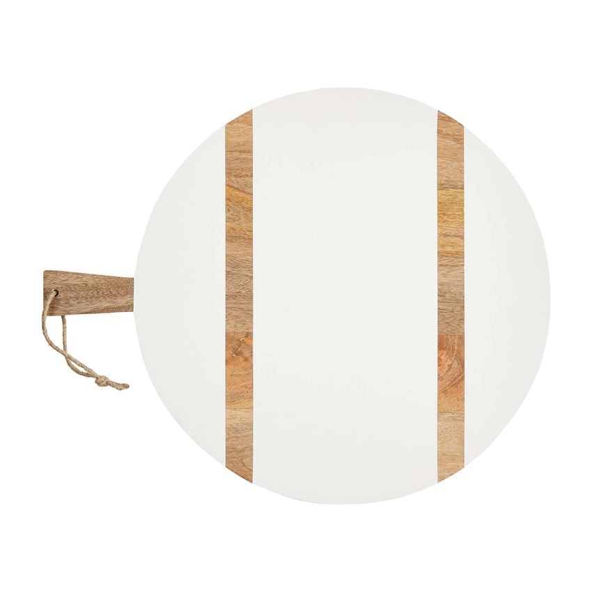 White Round Charcuterie Board with Natural Handle (AS IS)