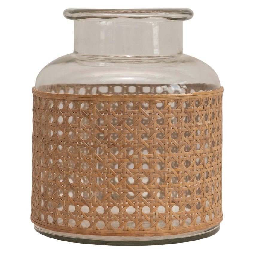 Cane wrapped glass vase, small
