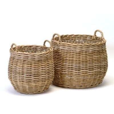 Round Rattan decor basket, large