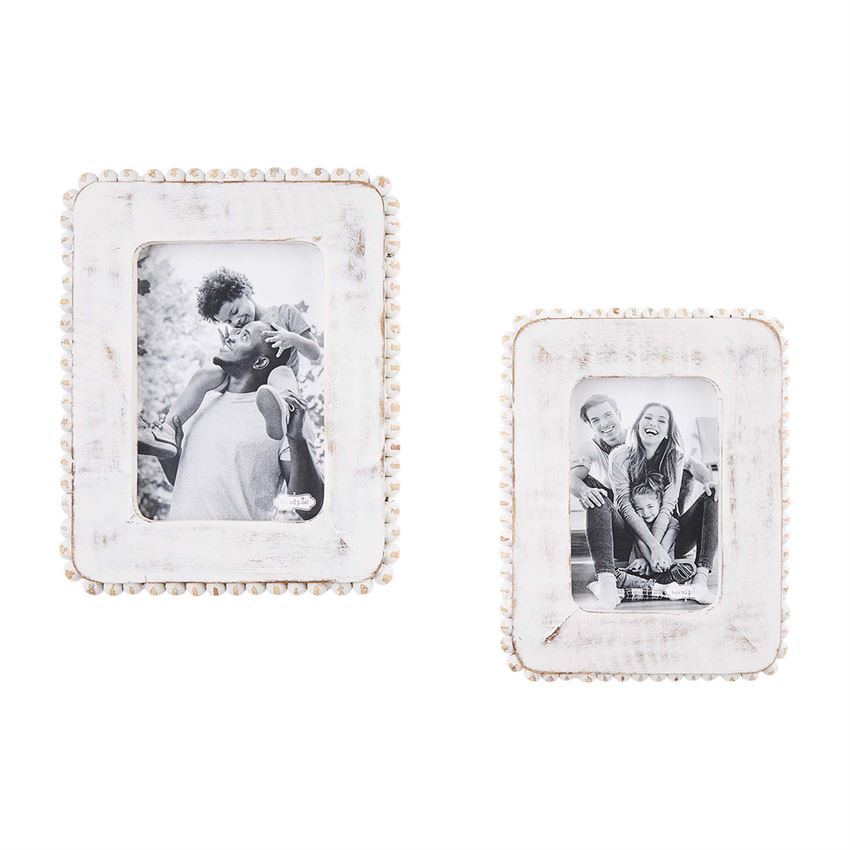 4 x 6 White Beaded Wood Frame