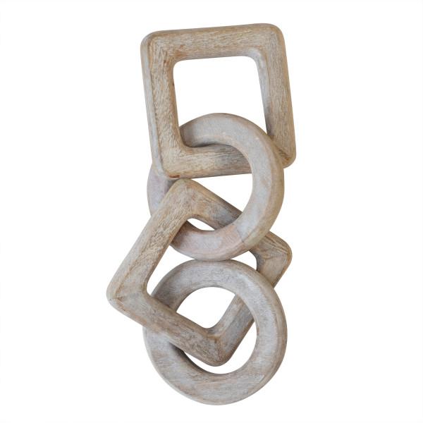 Whitewashed Mango Wood Chain Decor, Natural